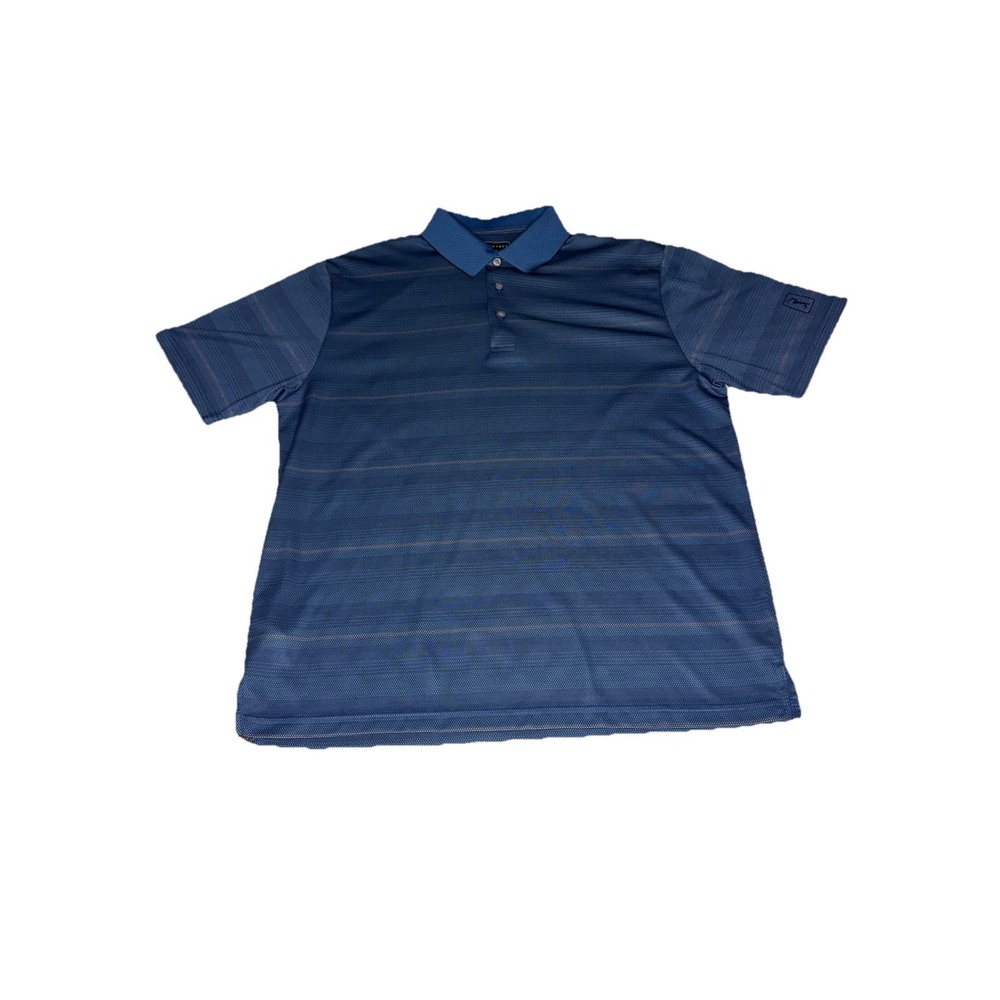 PGA Tour Polo Shirt Mens XL Blue Excellent Striped Short Sleeve Golf Top